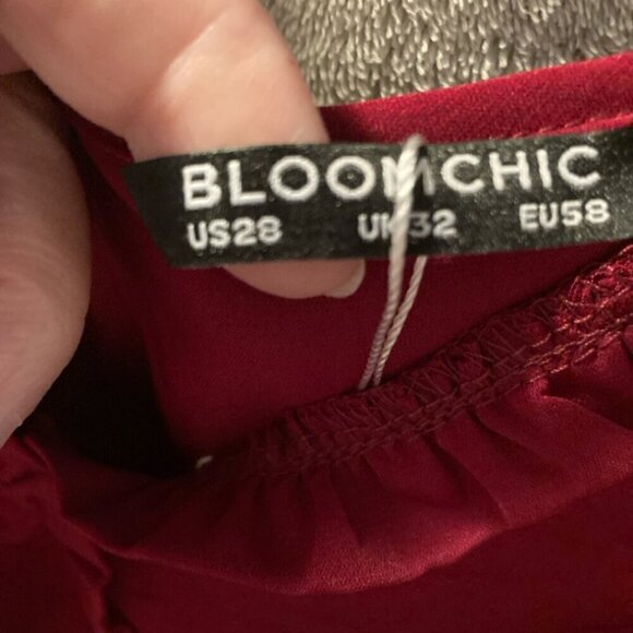 BloomChic cranberry ruffle dress blouse size 28 - Picture 2 of 2